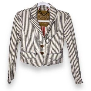 G.E.T Equipment General Technique Cropped Striped White Blazer XS